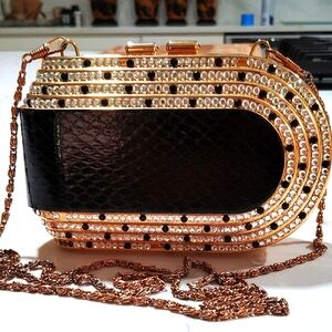 Elegant Black and Gold Clutch Bag